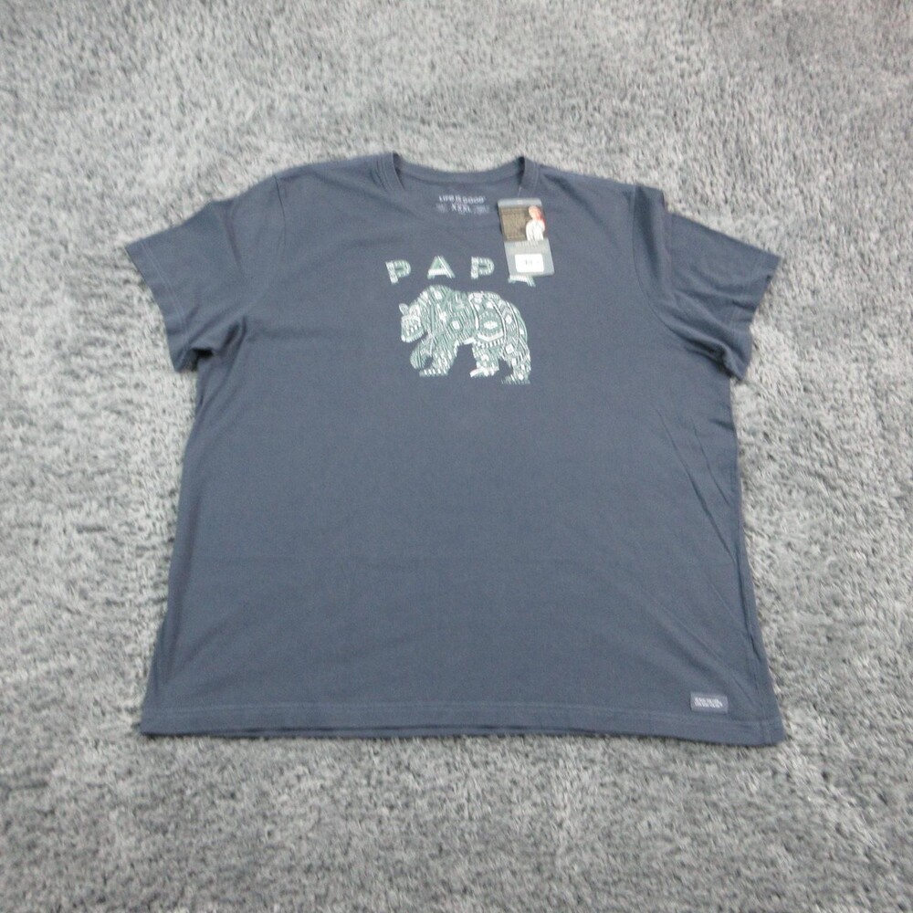Life Is Good Shirt Mens 3XL Blue Crusher Bear Graphic Tee Crewneck Tagless NWT